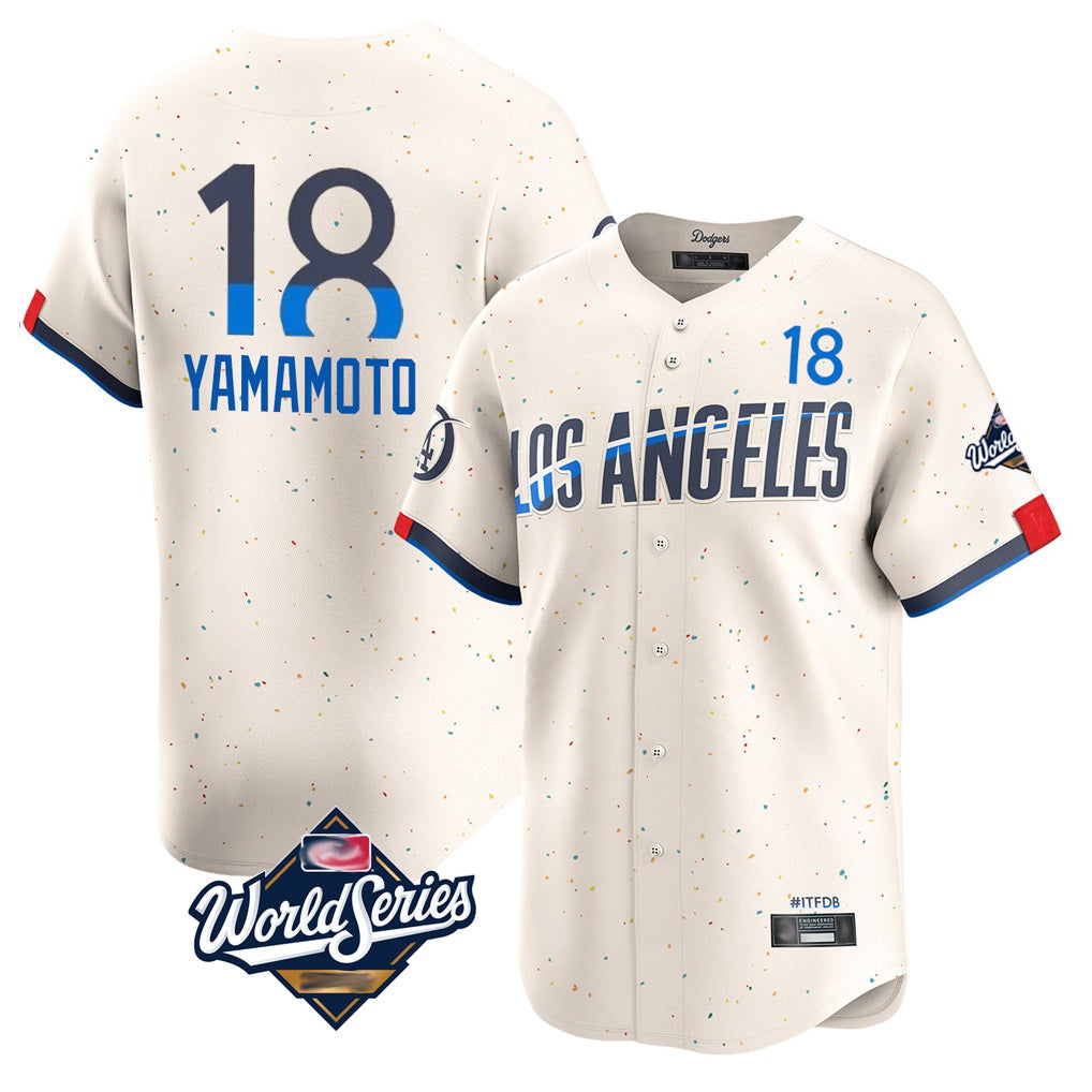 Los Angeles Dodgers #18 Yoshinobu Yamamoto Player Cream HeidiMiller World Series City Connect Limited Home Stitched Jerseys