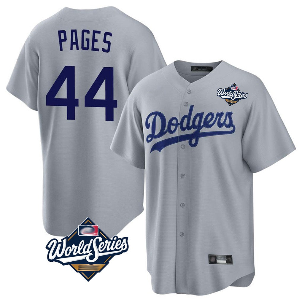 Los Angeles Dodgers #44 Andy Pages Player Gray HeidiMiller World Series Game Stitched Jerseys