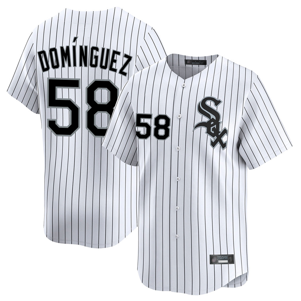 Chicago White Sox #58 Seranthony Dominguez Player White HeidiMiller Stripe Limited Home Stitched Jerseys