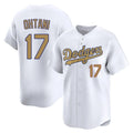 Los Angeles Dodgers #17 Shohei Ohtani Player White Gold HeidiMiller Collection Limited Home Stitched Jerseys