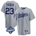 Los Angeles Dodgers #23 Kyle Tucker Player Gray HeidiMiller World Series Meet Game Stitched Jerseys