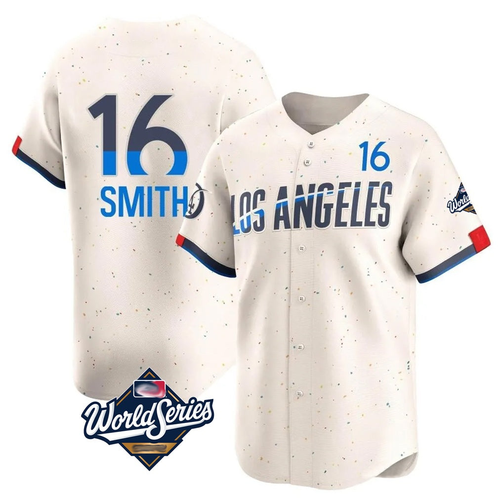 Los Angeles Dodgers #16 Will Smith Player Cream HeidiMiller World Series City Connect Limited Home Stitched Jerseys