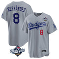 Los Angeles Dodgers #8 Enrique Hern¨¢ndez Player Gray HeidiMiller World Series Game Home Stitched Jerseys
