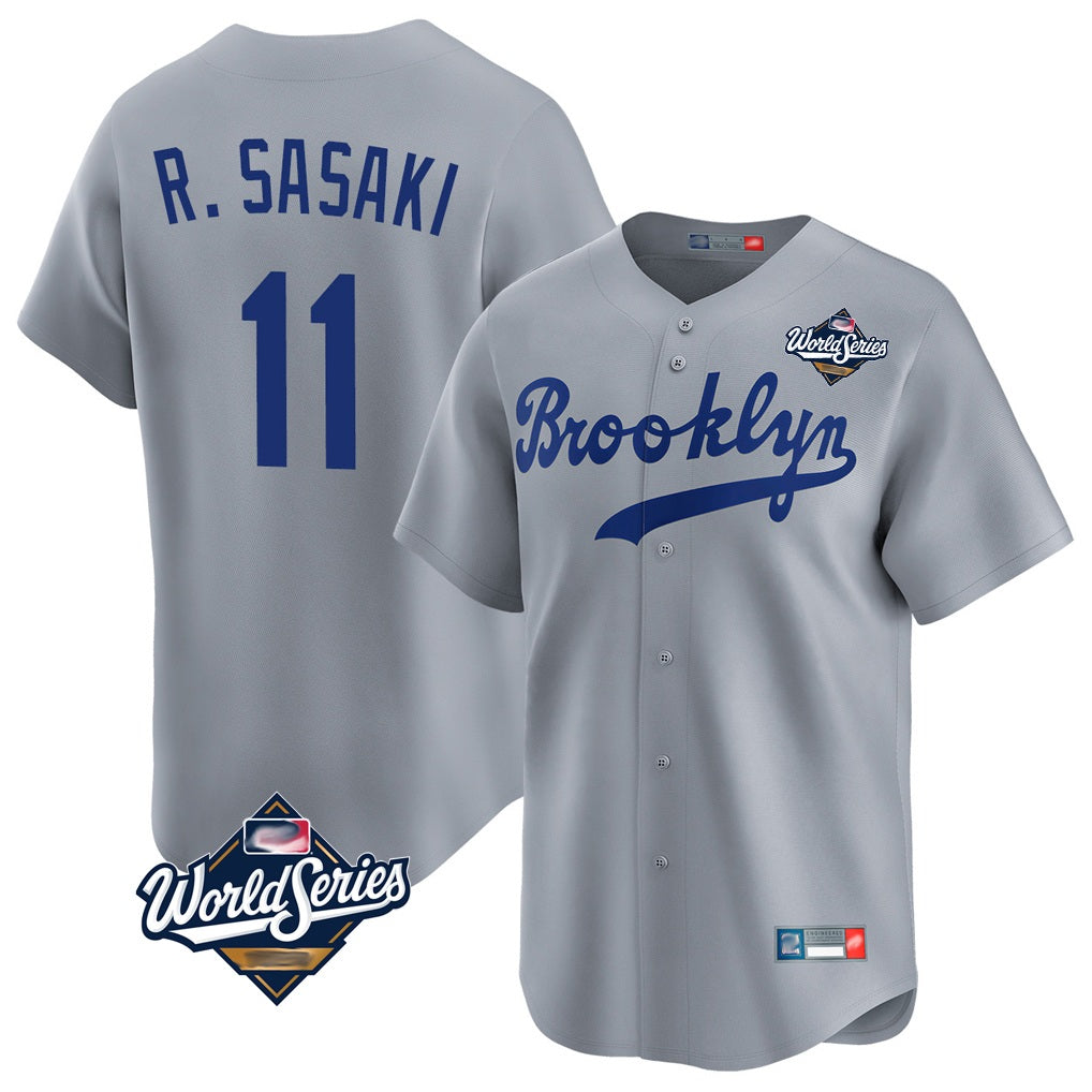 Los Angeles Dodgers #11 Roki Sasaki Player Gray HeidiMiller World Series Game Limited Home Stitched Jerseys