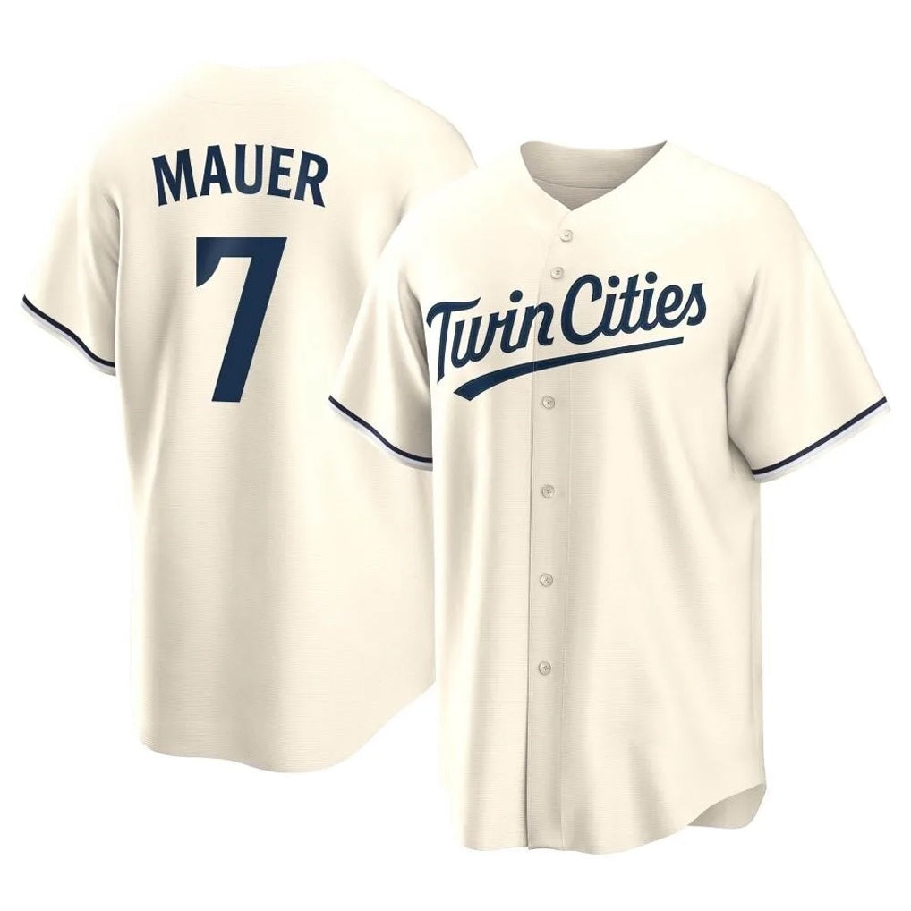 Minnesota Twins #7 Joe Mauer Player Cream HeidiMiller Game Limited Home Stitched Jerseys