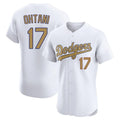 Los Angeles Dodgers #17 Shohei Ohtani Player White Gold HeidiMiller Limited Elite Home Stitched Jerseys