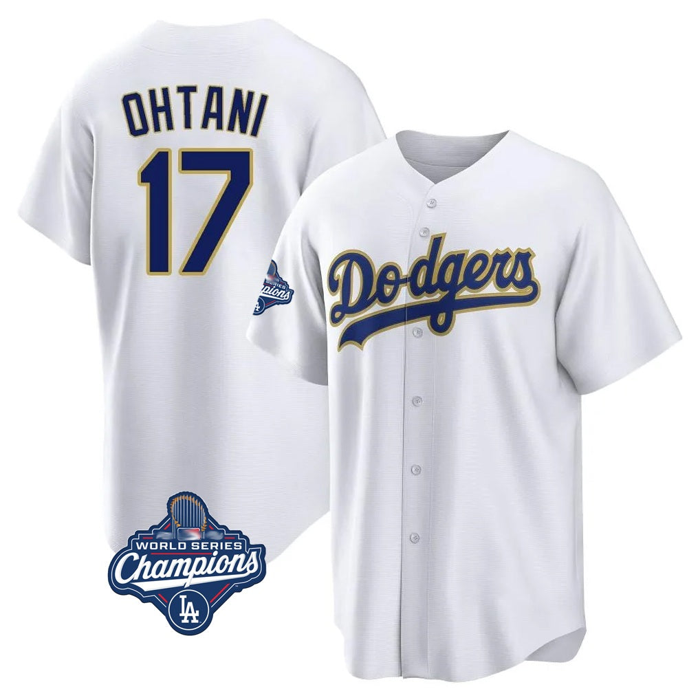 Los Angeles Dodgers #17 Shohei Ohtani Player Gold White HeidiMiller World Series Meet 2026 Collection Stadium Game Stitched Jerseys
