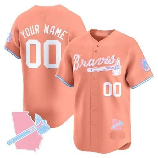 Custom Atlanta Braves Bubblegum Pink Vapor Premier Limited Jersey ¨C Peach HeidiMiller