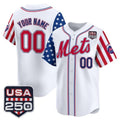 Custom New York Mets America 250 Edition Vapor Premier Limited White HeidiMiller Stitched Jerseys