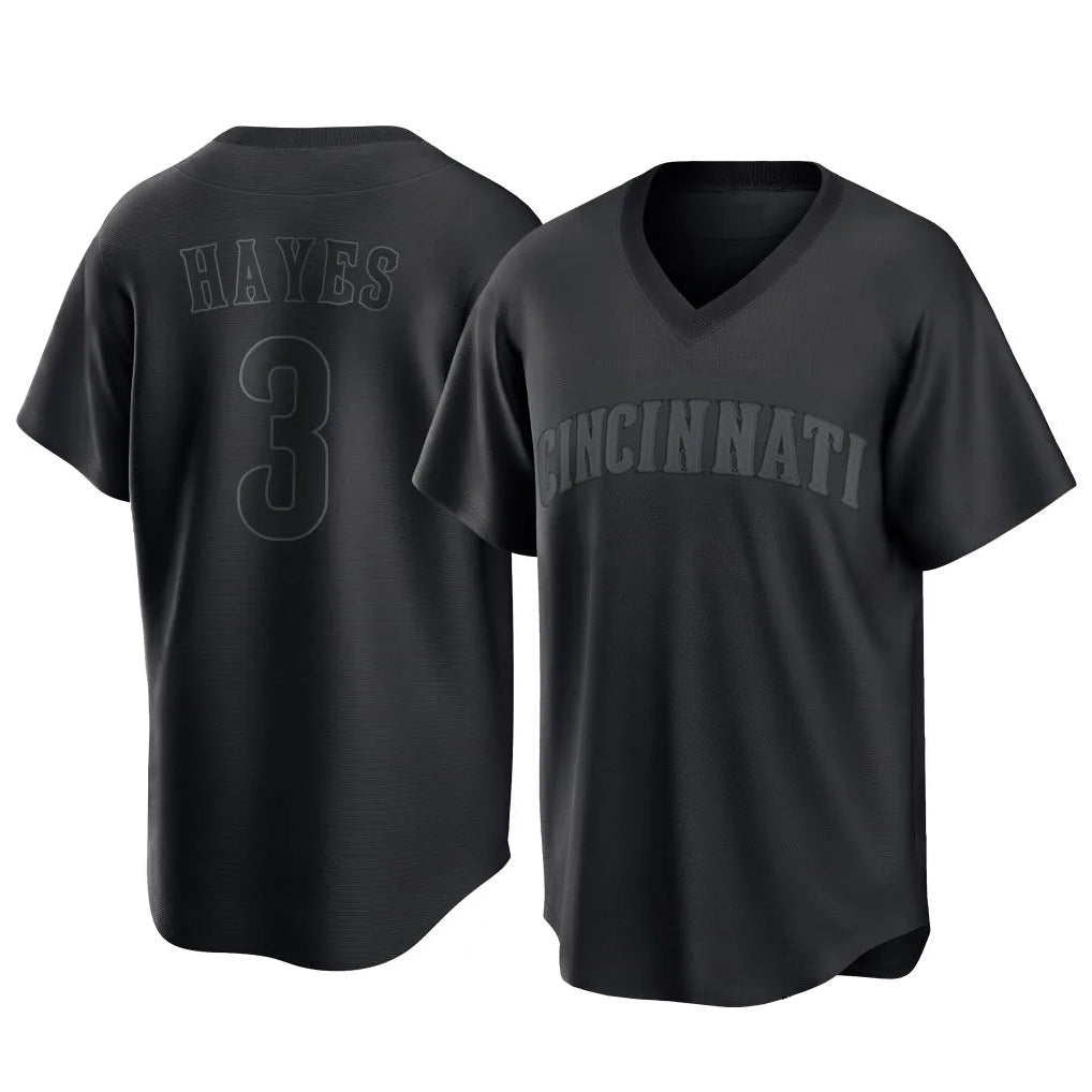 Cincinnati Reds #3 Ke'Bryan Hayes Player Black HeidiMiller T-shirt Game Home Stitched Jerseys