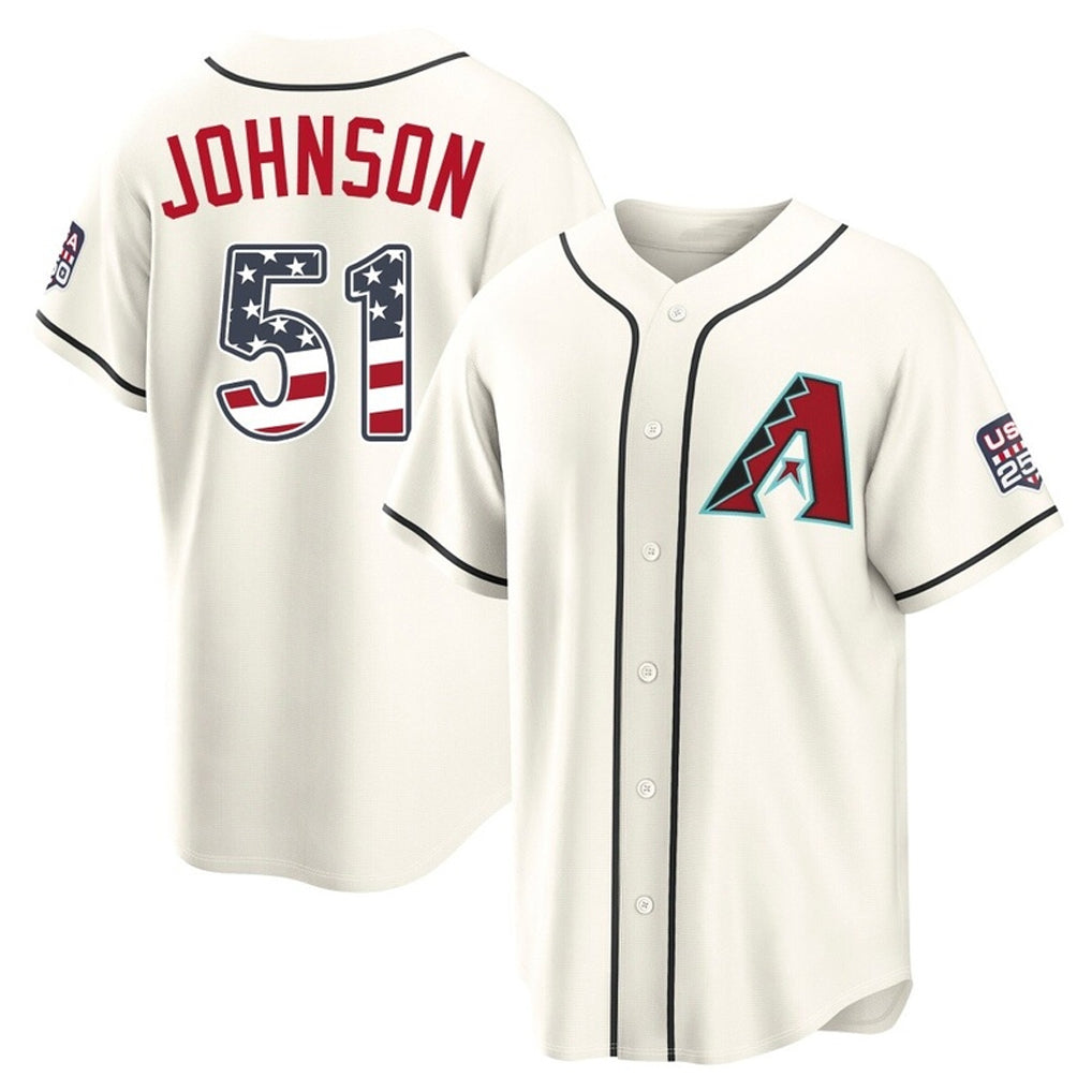 Arizona Diamondbacks #51 Randy Johnson Player Cream HeidiMiller USA 250 Fourth of July Home Game Stitched Jerseys