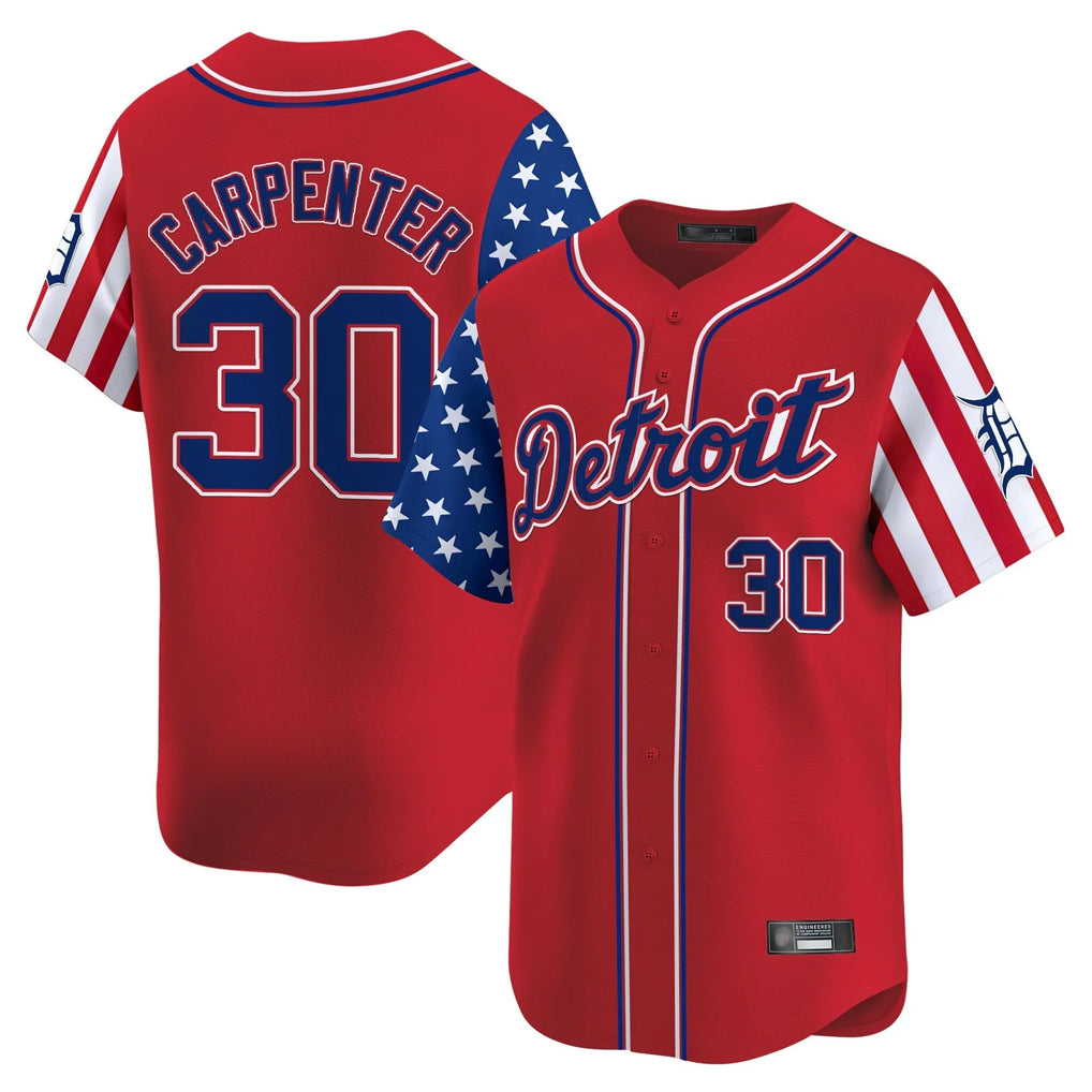 Detroit Tigers #30 Kerry Carpenter Player Red HeidiMiller Independence Day Vapor Premier Limited Stitched Jerseys