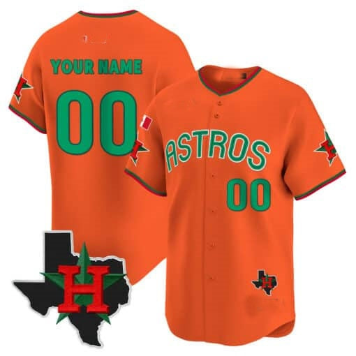 Custom Houston Astros Mexico Texas Patch Vapor Premier Limited Jersey V3 ¨C Orange HeidiMiller