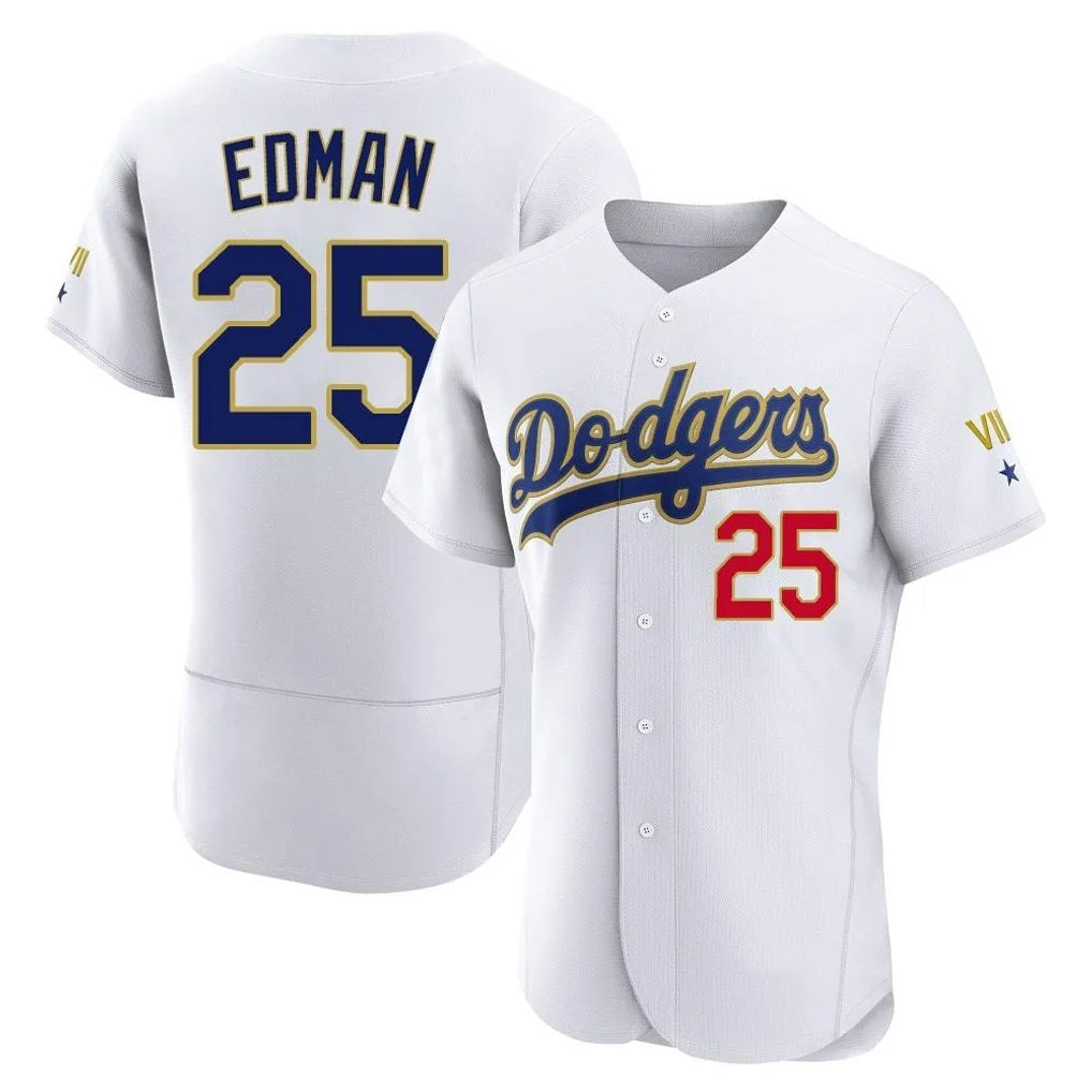 Los Angeles Dodgers #25 Tommy Edman Player Gold White HeidiMiller 2026 Collection Stadium Limited Elite Stitched Jerseys