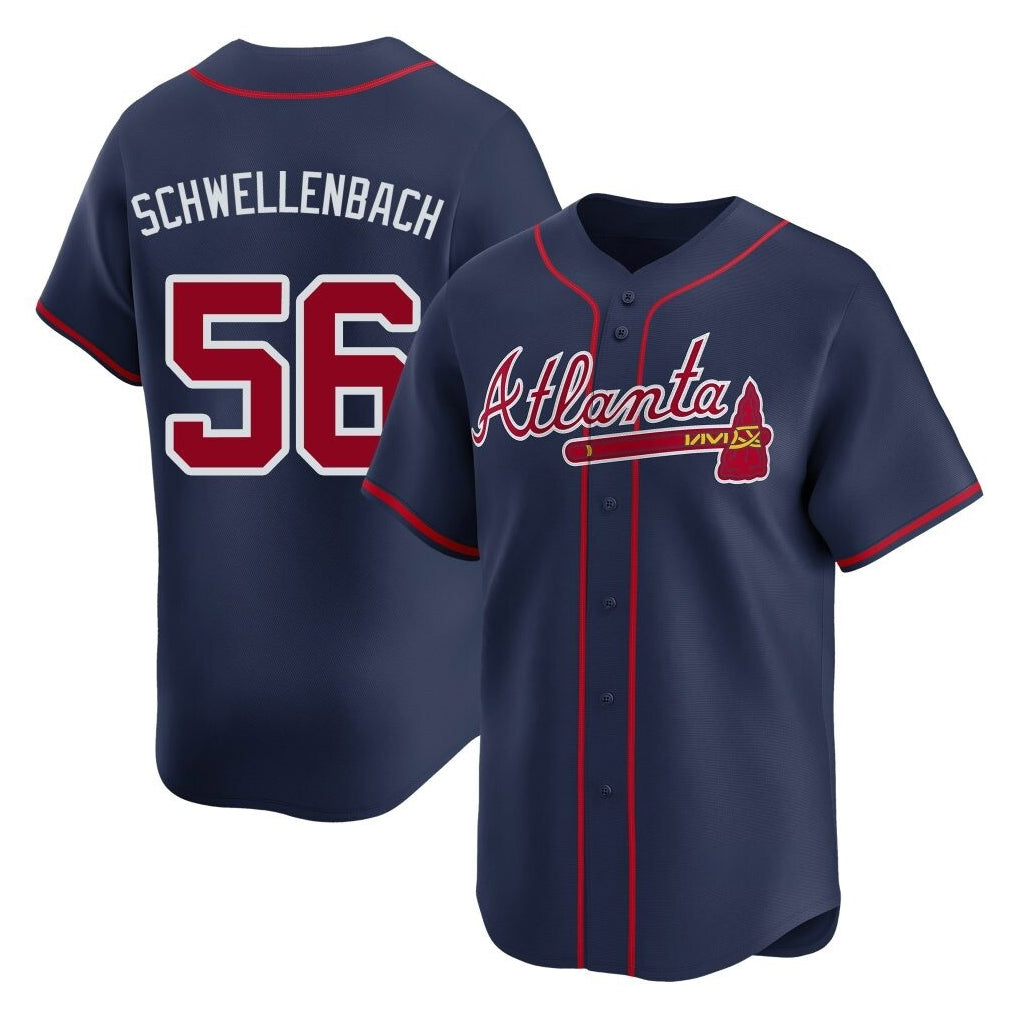 Atlanta Braves #56 Spencer Schwellenbach Player Navy HeidiMiller Limited Home Game Stitched Jerseys