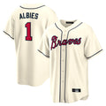 Atlanta Braves #1 Ozzie Albies Player Cream HeidiMiller Home Game Stitched Jerseys
