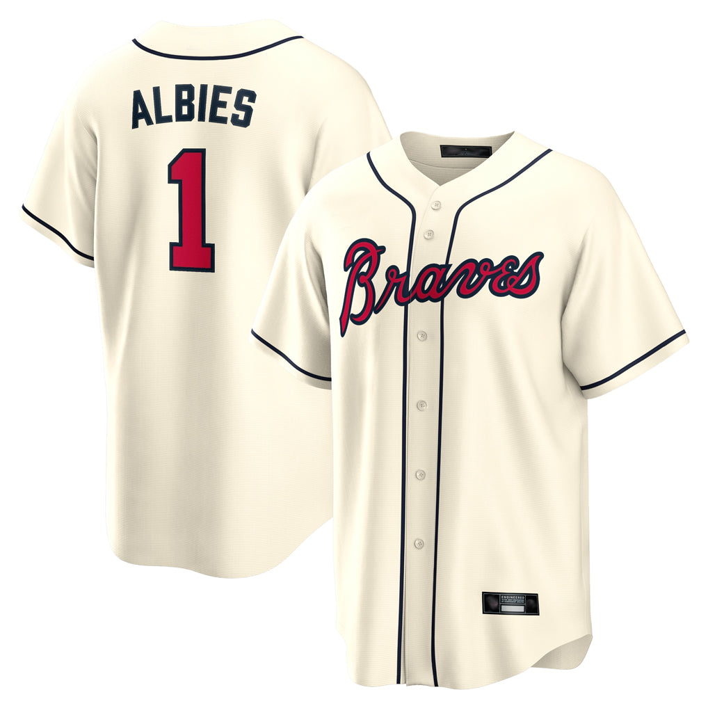 Atlanta Braves #1 Ozzie Albies Player Cream HeidiMiller Home Game Stitched Jerseys