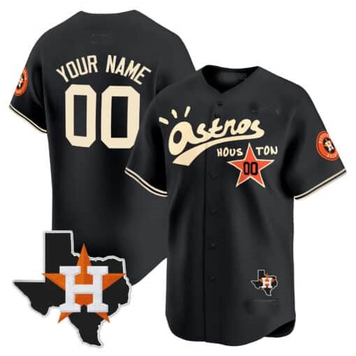 Custom Houston Astros Cactus Jack Style Vapor Premier Limited Jersey ¨C Black HeidiMiller