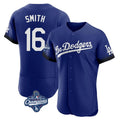 Los Angeles Dodgers #16 Will Smith Player Royal HeidiMiller World Series Meet City Connect Elite Home Stitched Jerseys
