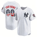 Custom New York Yankees White HeidiMiller USA 250 Fourth of July Limited Stitched Jersey