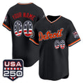 Custom Detroit Tigers Black HeidiMiller USA 250 Fourth of July Vapor Premier Limited Jersey ¨C All Stitched