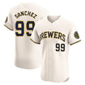 Milwaukee Brewers #99 Gary Sanchez Player Cream HeidiMiller Home Limited Elite Stitched Jerseys