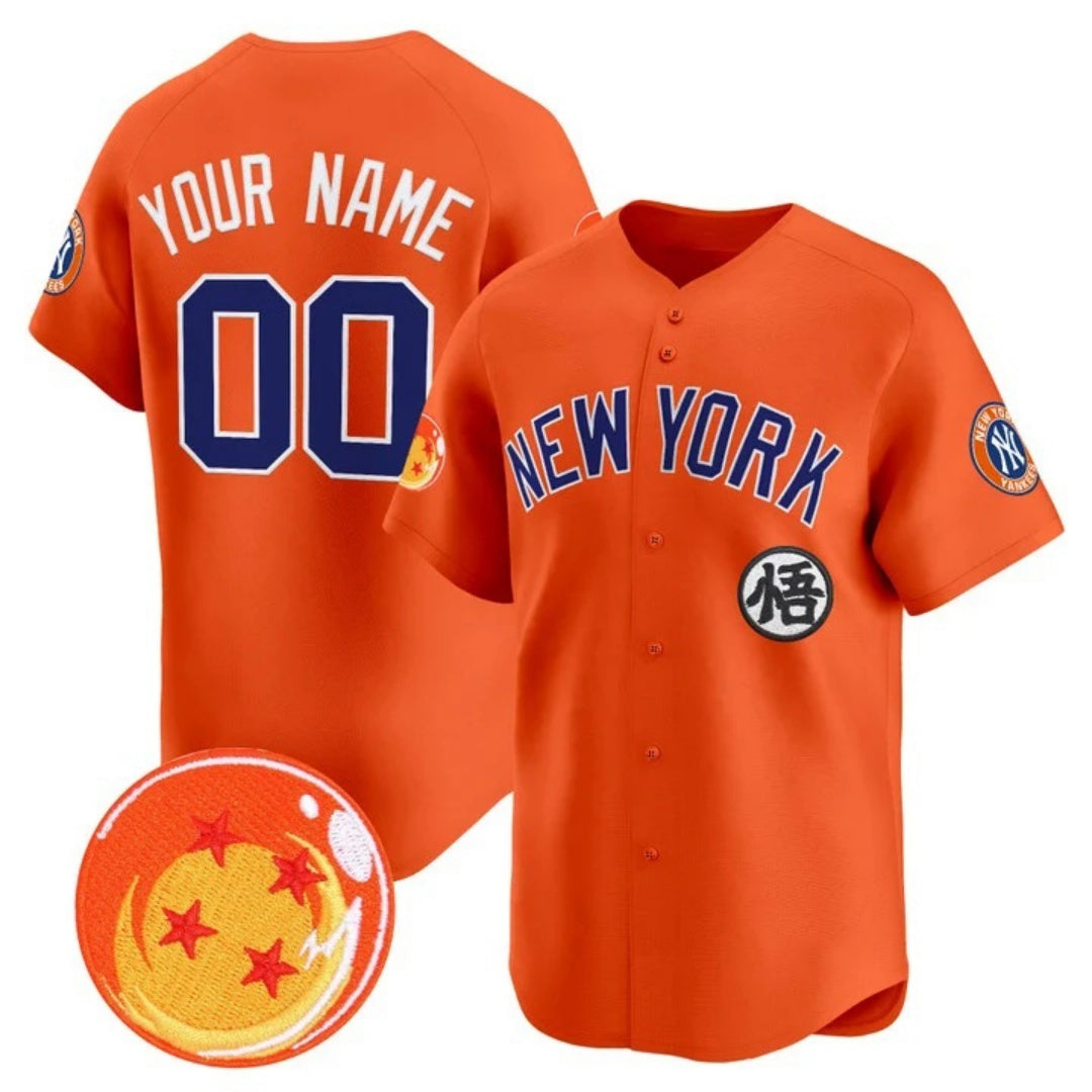 Custom New York Yankees x Dragon Ball Orange HeidiMiller Vapor Premier Limited Jersey - All Stitched