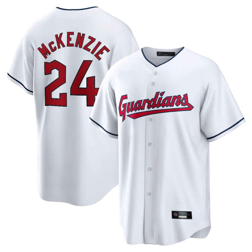 Cleveland Guardians #24 Triston McKenzie Player White HeidiMiller Home Game Stitched Jerseys