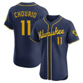 Milwaukee Brewers #11 Jackson Chourio Player Navy HeidiMiller Home Limited Elite Stitched Jerseys