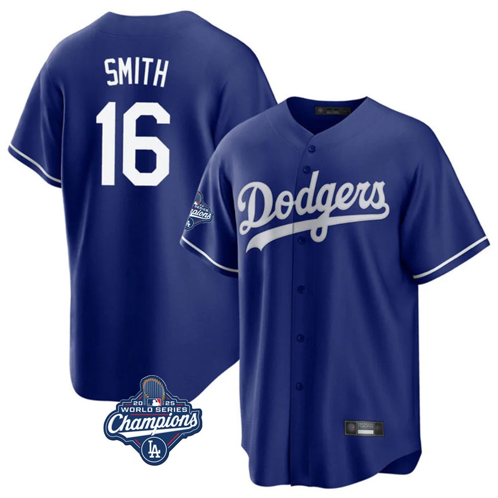 Los Angeles Dodgers #16 Will Smith Player Royal HeidiMiller World Series Meet Game Stitched Jerseys