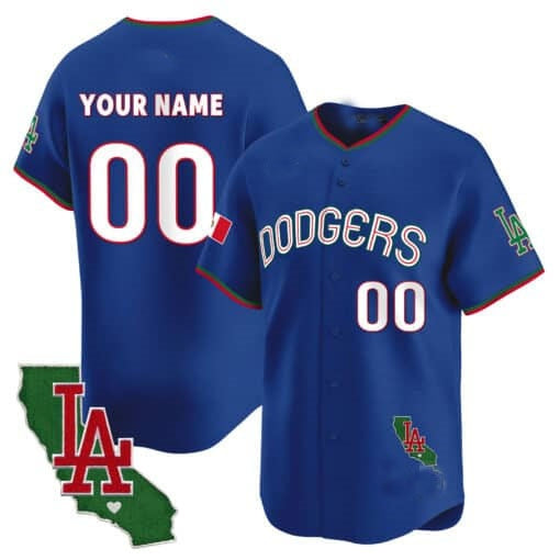 Custom Los Angeles Dodgers Mexico California Patch Vapor Premier Limited Jersey V3 ¨C Royal HeidiMiller