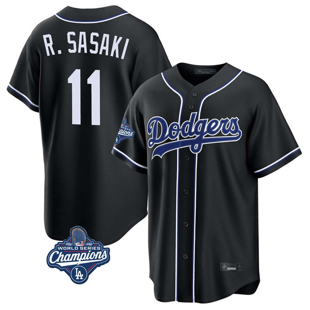 Los Angeles Dodgers #11 Roki Sasaki Player Black HeidiMiller World Series Meet Carbon Limited Home Stitched Jerseys