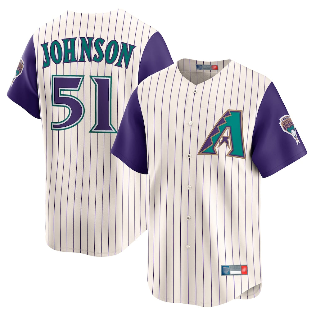Arizona Diamondbacks #51 Randy Johnson Player Cream HeidiMiller Throwback Cooperstown Collection Limited Stitched Jerseys