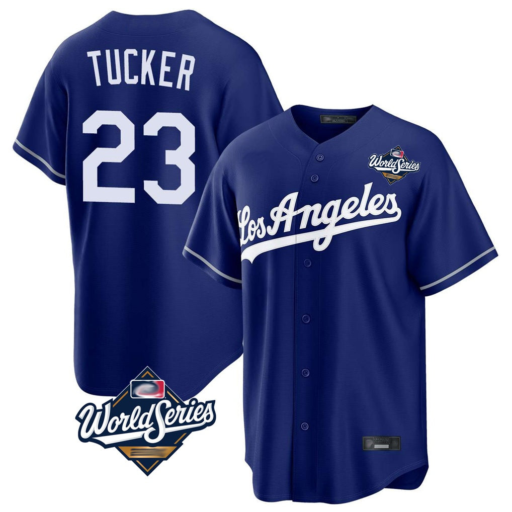Los Angeles Dodgers #23 Kyle Tucker Player Royal HeidiMiller World Series Game Stitched Jerseys