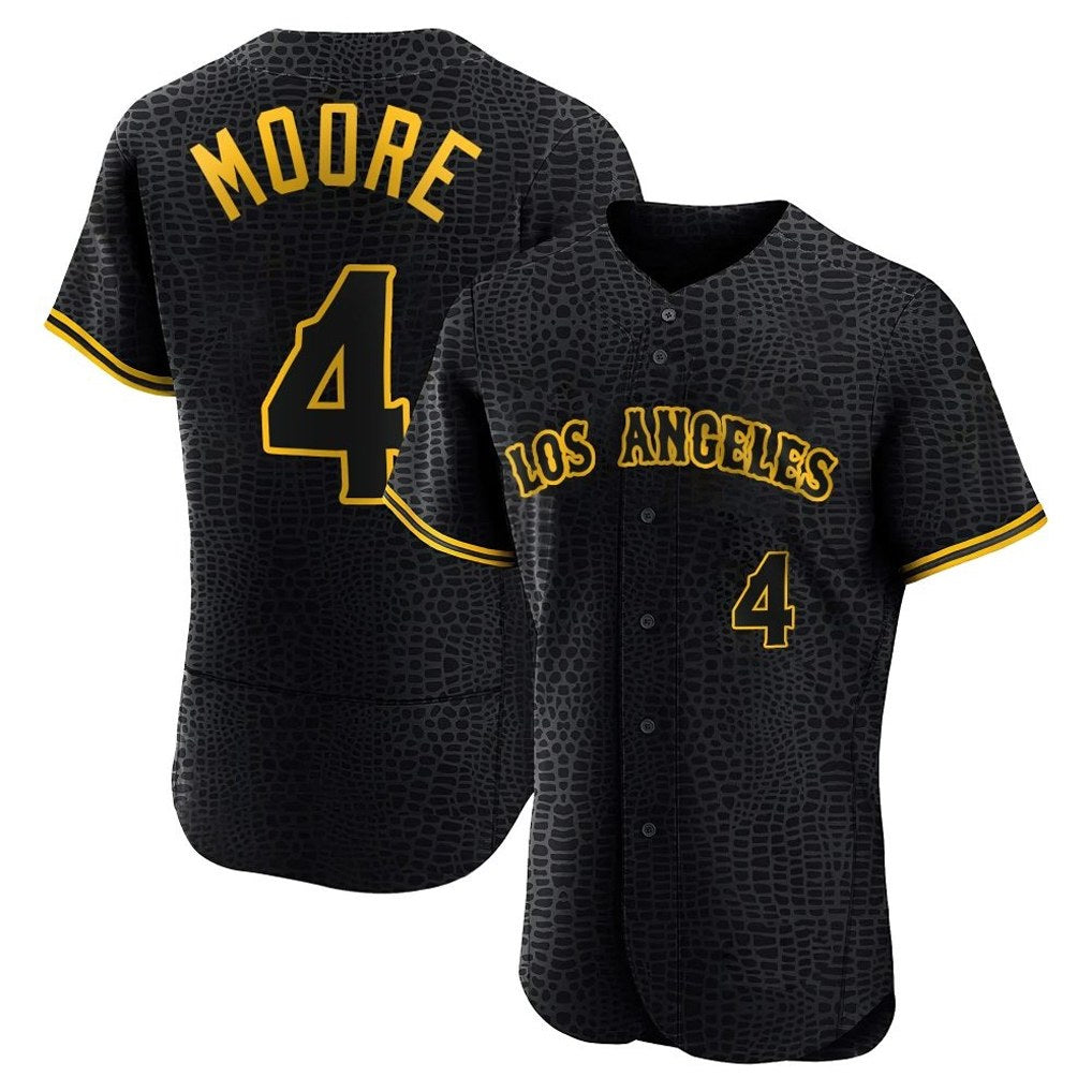Los Angeles Angels #4 Christian Moore Player Black HeidiMiller Snake Skin City Limited Elite Home Stitched Jerseys