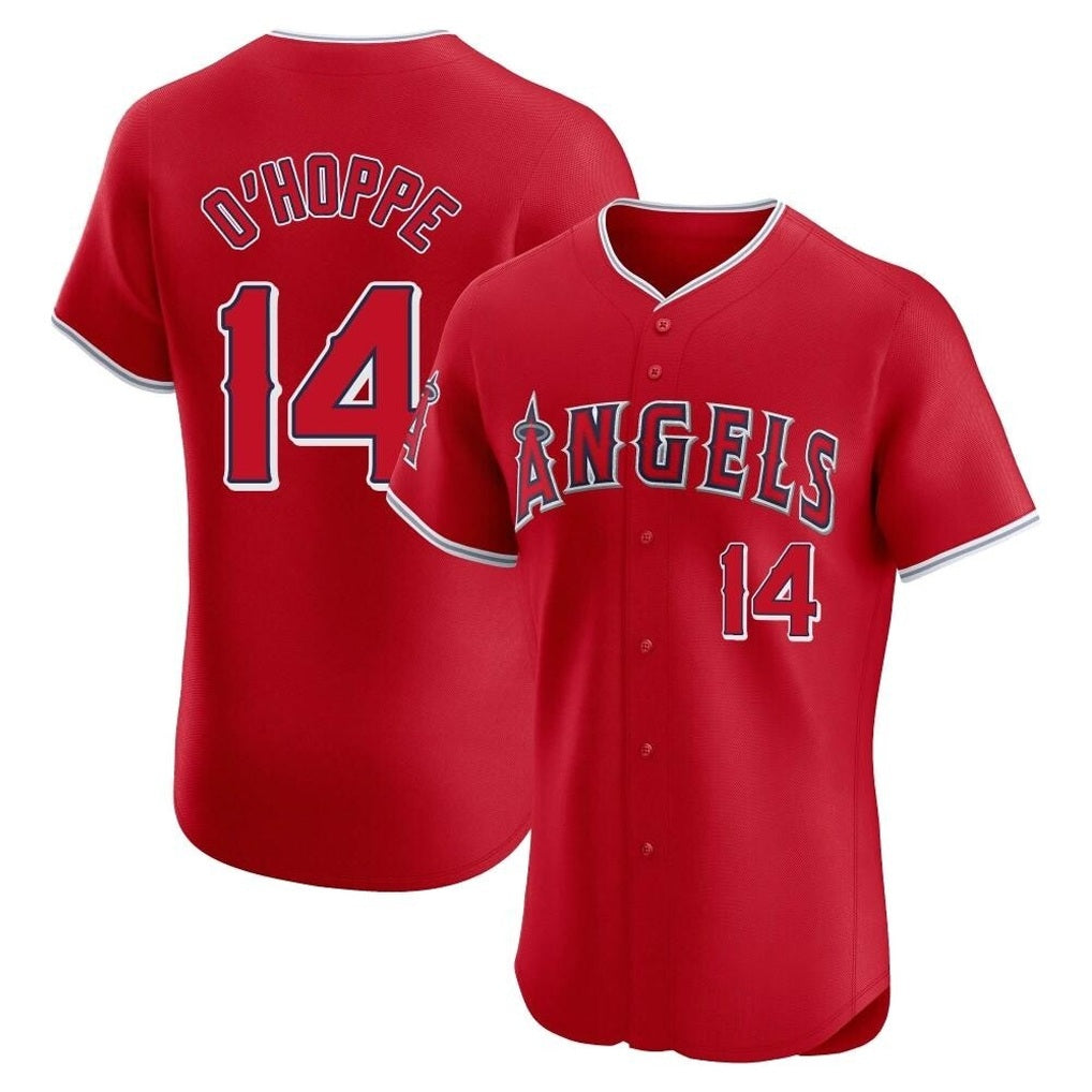 Los Angeles Angels #14 Logan O'Hoppe Player Red HeidiMiller Home Limited Elite Stitched Jerseys