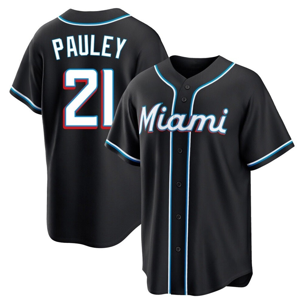 Miami Marlins #21 Graham Pauley Player Black HeidiMiller Fashion Out Home Game Stitched Jerseys