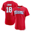 Miami Marlins #18 Griffin Conine Player Red HeidiMiller City Connect Home Limited Elite Stitched Jerseys