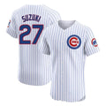 Chicago Cubs #27 Seiya Suzuki Player White HeidiMiller Limited Elite Home Game Stitched Jerseys