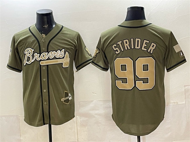 Atlanta Braves #99 Spencer Strider Olive HeidiMiller 2026 Armed Forces Day Stitched Jersey