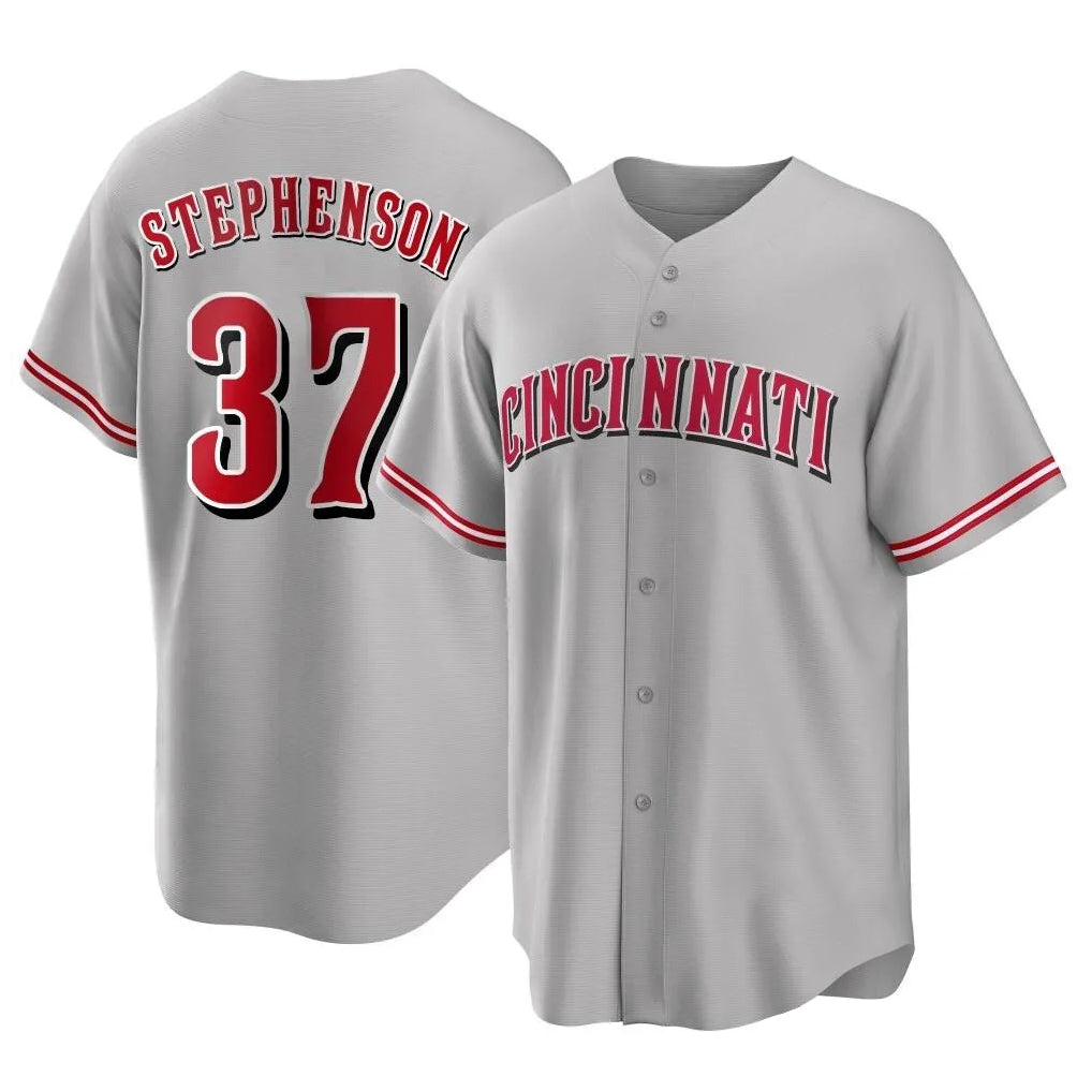 Cincinnati Reds #37 Tyler Stephenson Player Gray HeidiMiller Home Game Stitched Jerseys