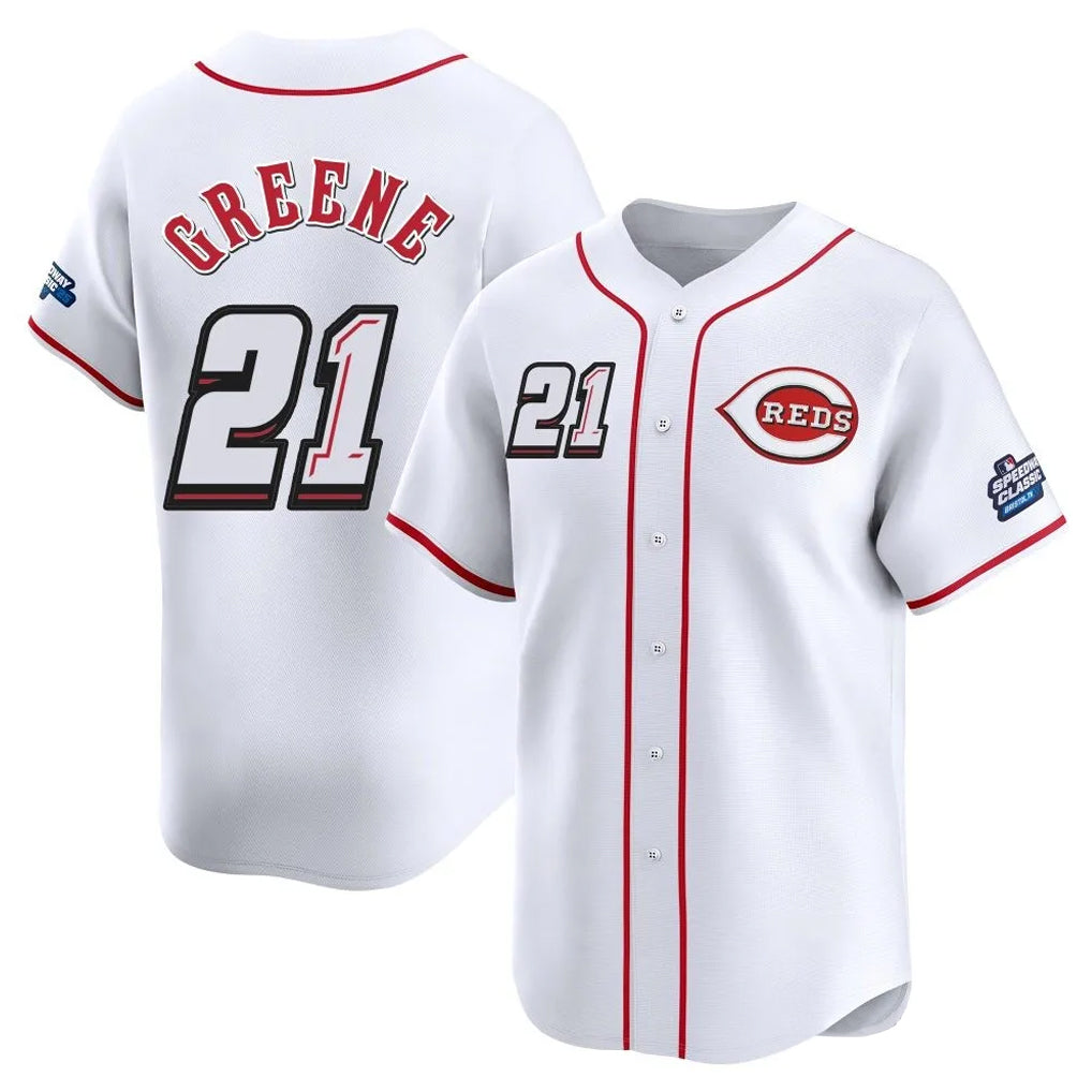 Cincinnati Reds #21 Hunter Greene Player White HeidiMiller Speedway Classic Home Limited Stitched Jerseys