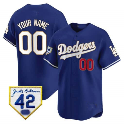 Custom Los Angeles Dodgers 2024 Jackie Robinson Patch Vapor Premier Limited Jersey ¨C Royal HeidiMiller