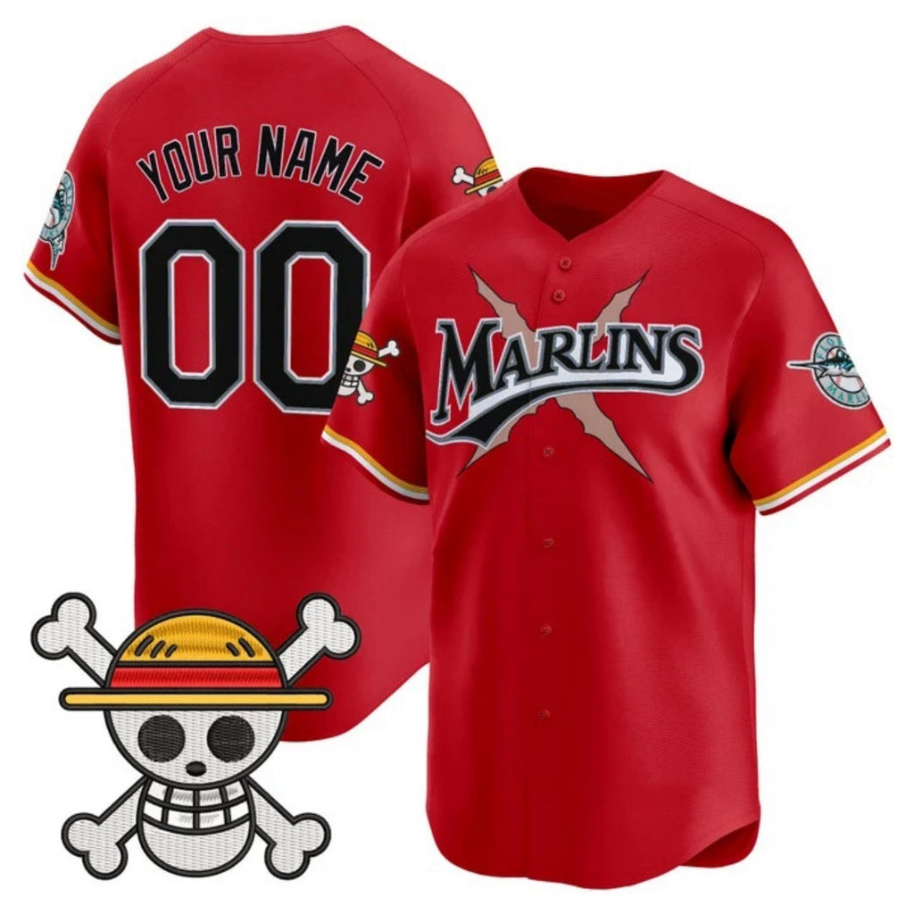 Custom Miami Marlins x One Piece Red HeidiMiller Vapor Premier Limited Jersey - Stitched