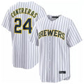 Milwaukee Brewers #24 William Contreras Player White HeidiMiller Stripes Home Limited Stitched Jerseys