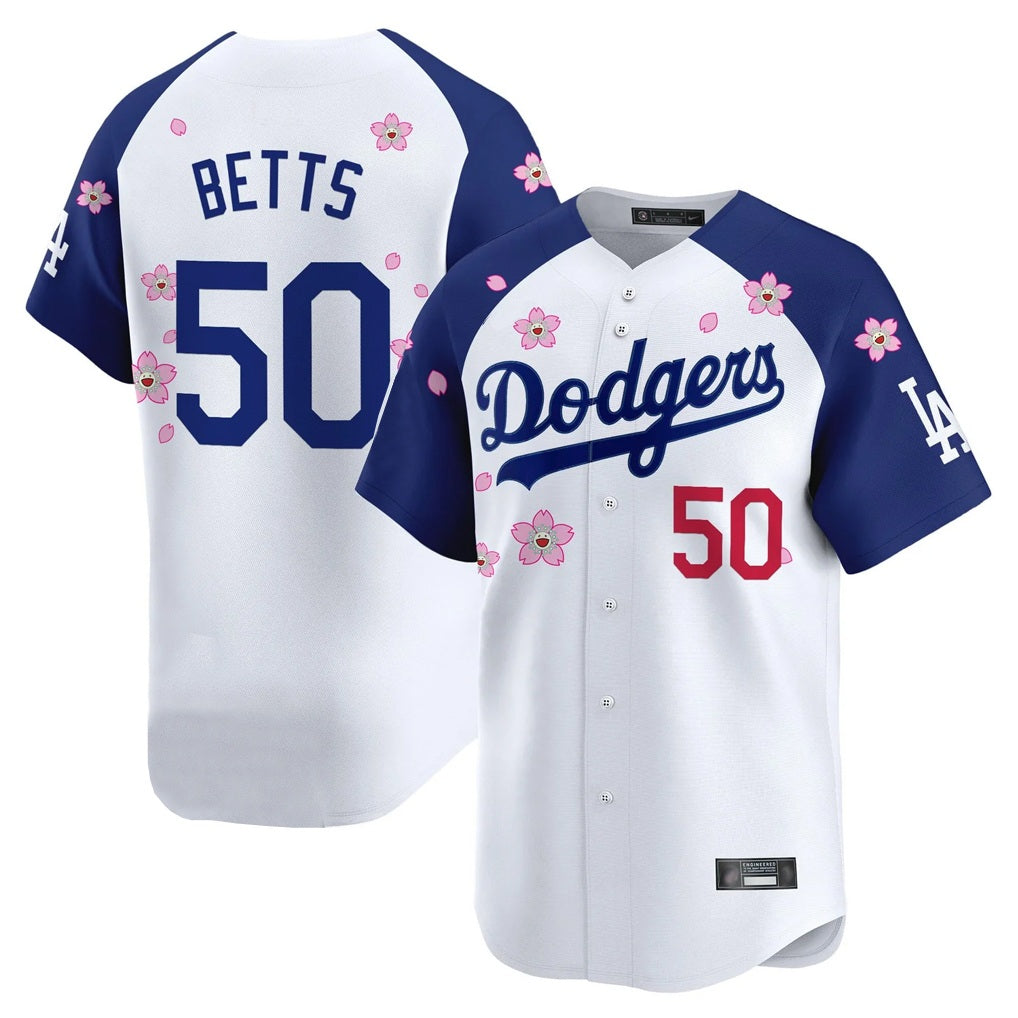Los Angeles Dodgers #50 Mookie Betts Player White-Royal HeidiMiller Tokyo Series Vapor Premier Limited Stitched Jerseys