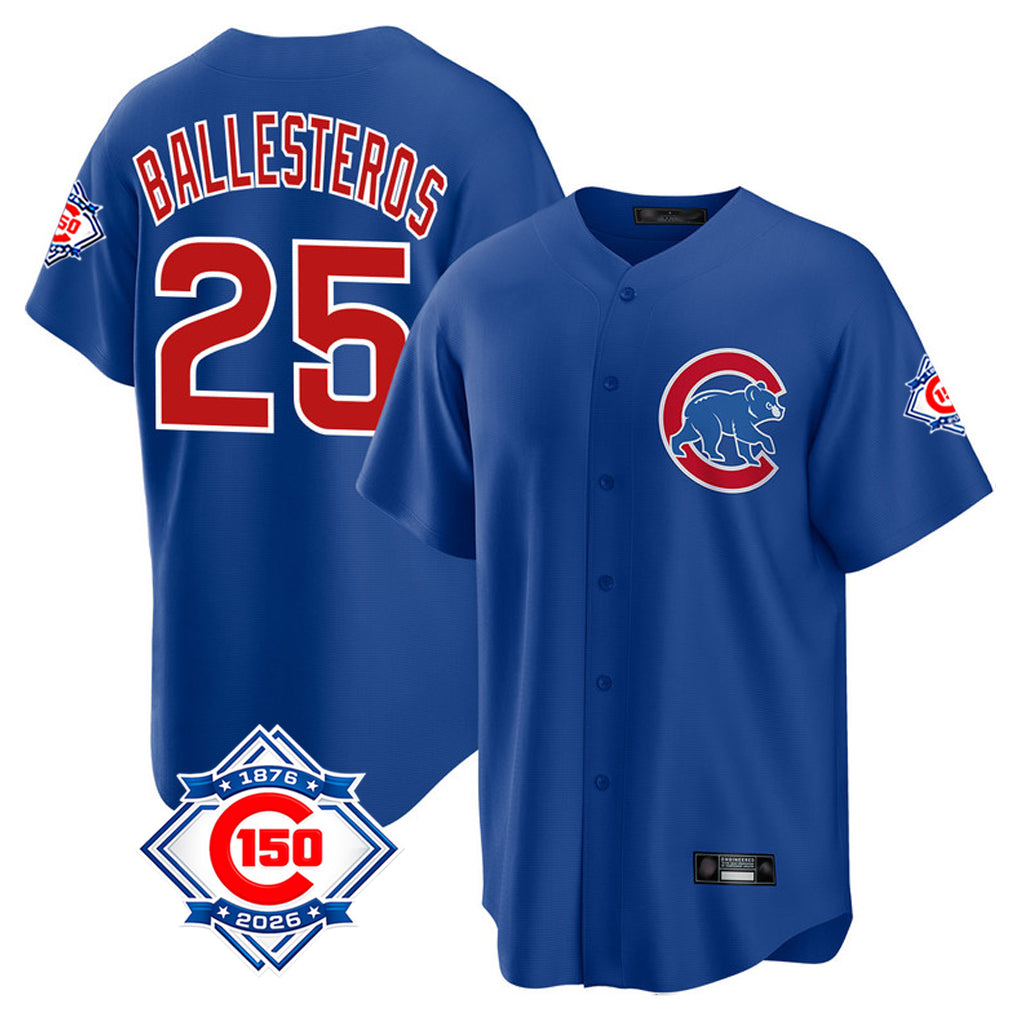 Chicago Cubs #25 Moises Ballesteros Player Royal HeidiMiller 150th Anniversary Home Game Stitched Jerseys