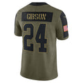 W.Football Team #24 Antonio Gibson Olive HeidiMiller Salute To Service Limited Player Jersey