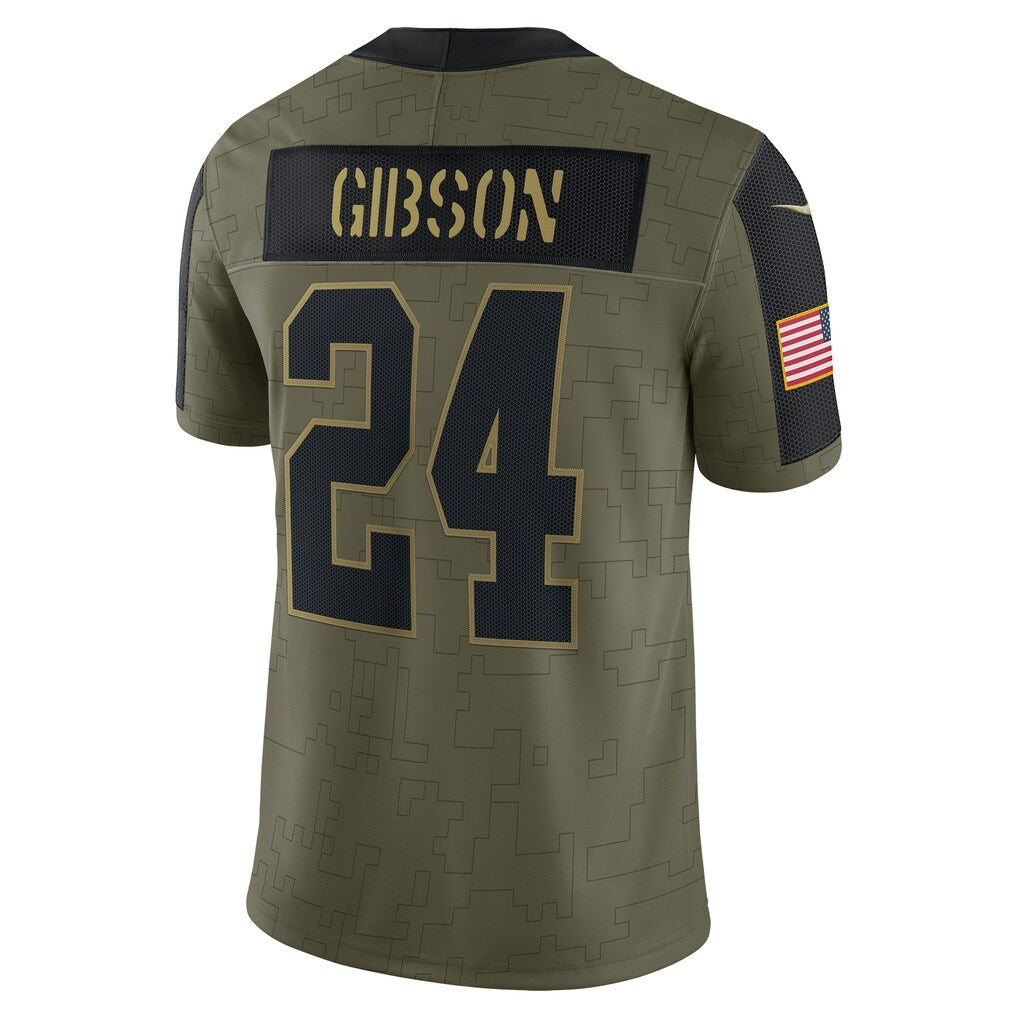 W.Football Team #24 Antonio Gibson Olive HeidiMiller Salute To Service Limited Player Jersey