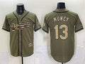 Los Angeles Dodgers #13 Max Muncy Olive HeidiMiller 2026 Armed Forces Day Stitched Jersey
